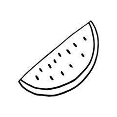 watermelon slice. hand drawn vector illustration. minimalism. icon, sticker, decor. juicy, fresh, fruits, summer, food.