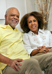 Portrait view of smiling senior African American couple