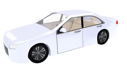 3d render illustration of white car on white