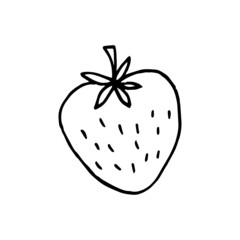 strawberry. hand drawn vector illustration in doodle style. minimalism. icon, sticker, decor. berries, fruits, summer, food.