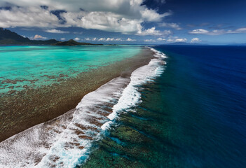 Aerial Bora Bora Island French Polynesia Pacific Atoll