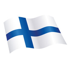 flying finnish flag of finland suomi - obrazy, fototapety, plakaty