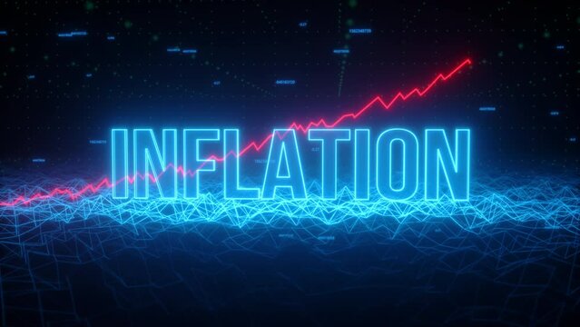 Inflation rising 3D financial graph animation