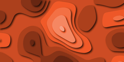 Luxury orange abstract papercut background with 3d geometry circles. Orange paper cut banner with 3D slime abstract background and orange waves layers.