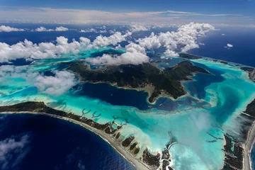 Photo sur Aluminium Bora Bora, Polynésie française Aerial Mt Otemanu Mt Pahia mountain Bora Bora