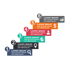 Infographic business concept design with icons and 6 steps. Simple chart presentation template. Abstract vector illustration
