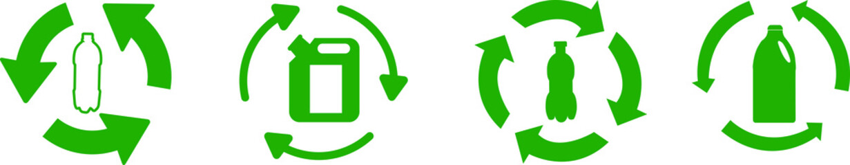 Recycle, PET Bottle, Plastic Green Green Icon Vector Design Illustration Set Material