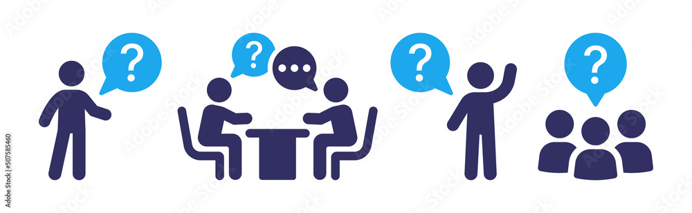 Aufkleber Question vector icon. Help message communication symbol. Ask for support and information sign.