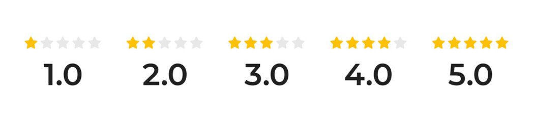 Feedback rating concept from one to five stars icon. Vector illustration customer review and satisfaction. - obrazy, fototapety, plakaty