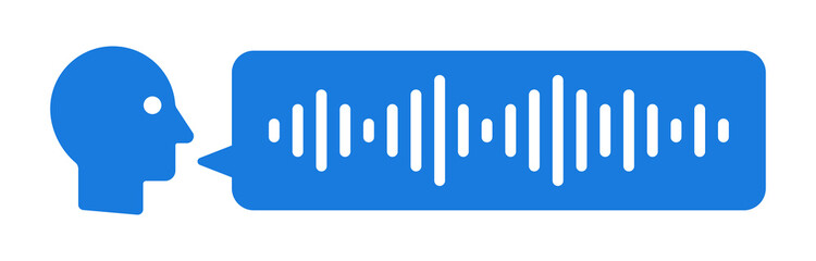 User speaking in a voice audio message vector icon