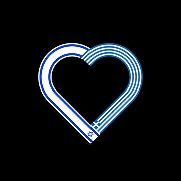unity concept. heart ribbon icon of israel and greece flags. vector illustration isolated on black background