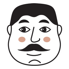 Doodle man face.Hand-drawn line people.Avatar face.Isolated on white background. Outline vector illustration.