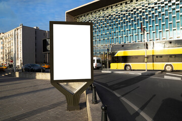 Blank billboard in the city traffic,copy space.Advertisement