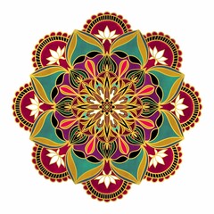 colors mandala with watercolor textured on white
