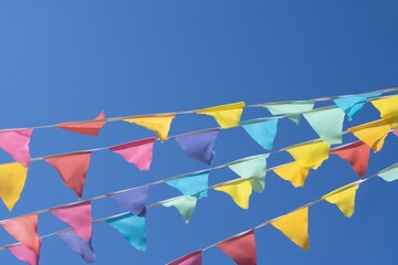 beautiful festive colored flags in the wind