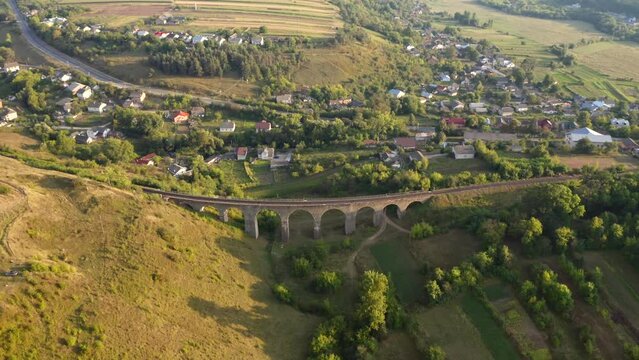 Captivating view of the Austrian viaduct in sunny day. Filmed in UHD 4k video.