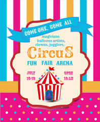 Universal ticket for circus performance. Used in web design, banners, posters, illustrations, backgrounds.

