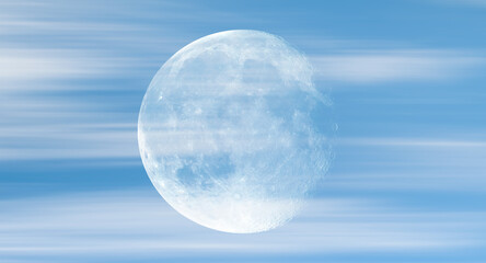 Full moon with white clouds background 