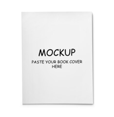 Book with text Mockup, Paste Your Book Cover Here on white background, top view