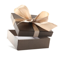 Beautiful brown gift box on white background
