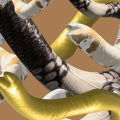 Venomous snakes intertwined. 3 d print for printing on textiles, poster, stationery, backdrop, picture imprint.