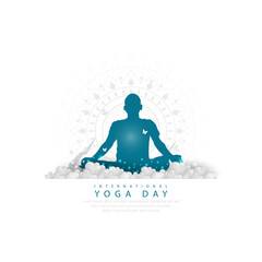 21 June- international yoga day, woman in yoga body posture. Vector
