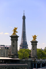 Fototapeta na wymiar The Eiffel Tower and Pont Alexandre III bridge