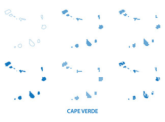 map of Republic of Cabo Verde - vector set of silhouettes in different patterns - Cape Verde