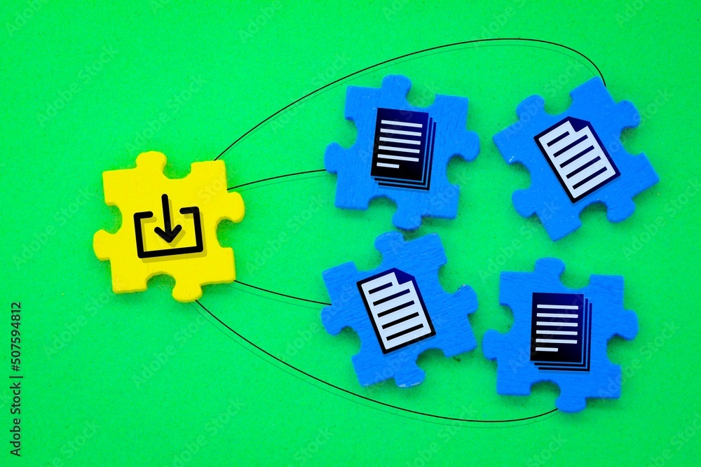 Poster colored puzzles with save files and files icons