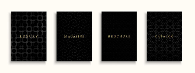 Set of black luxury ornamental covers, templates, backgrounds, placards, brochures, banners, flyers and etc Elegant ornate posters, cards, catalogs. Mosaic rich design - obrazy, fototapety, plakaty