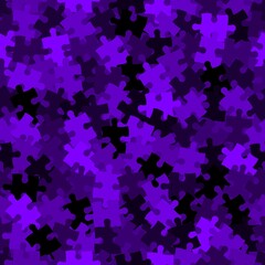 Purple chaos puzzle background, banner, texture. Vector jigsaw section template