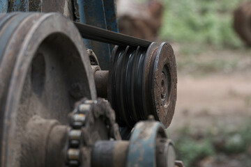 Corrosion and erosion of old truck axles.