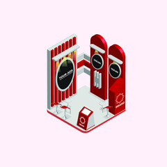 Exhibiton stand mockup 3d isometric vector premium vector Premium Vector
