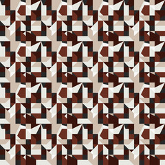 Coffee colors of angular wallpaper. Vector seamless pattern with angular texture shapes in brown and milky colors.