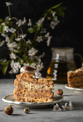 meringue cake with hazelnuts and cream
