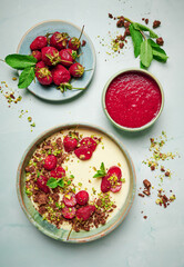 White chocolate mousse with strawberry