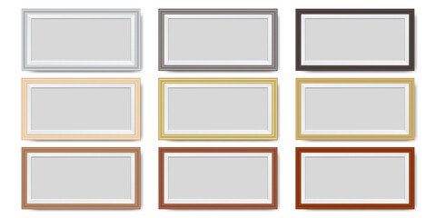 Set of Wooden frames of various shapes and colors