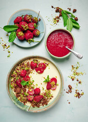 White chocolate mousse with strawberry