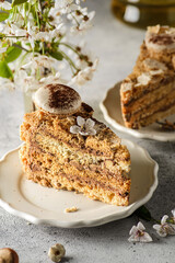 meringue cake with nut cream