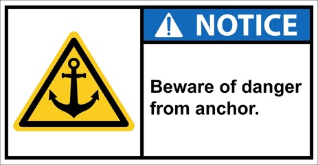 Please be careful in this area where the anchor is dropped,Notice sign.