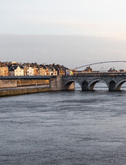 Fototapeta na wymiar Maastricht river & bridge sunset 