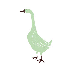 Stylized goose isolated on white. Hand drawn vector illustration.