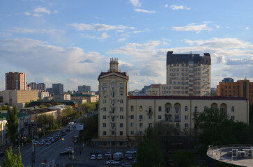 Fototapeta na wymiar The urban landscape of Volgograd. View from the balcony