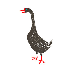 Stylized goose isolated on white. Hand drawn vector illustration.