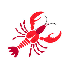 Colorful lobster isolated on white. Hand drawn vector illustration.