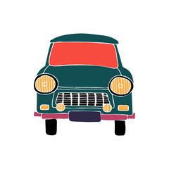 Retro car doodle illustration. Hand drawn vector. Cartoon style.. 