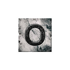 Letter O. Alphabet on stone blocks. Isolated on white background. Education.