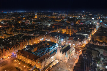 Fototapeta na wymiar Wroclaw night view of the city. Silesia, Poland.