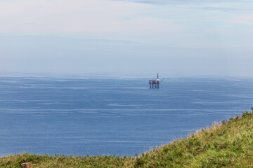 Fototapeta na wymiar Gas platform on Bay of Biscay, potential target area for deep water oil and gas drilling. Cape Matxitxako, Basque Country, Spain
