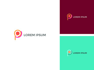 ILLUSTRATION LETTER P FLAT COLOR MODERN LOGO DESIGN VECTOR TEMPLATE